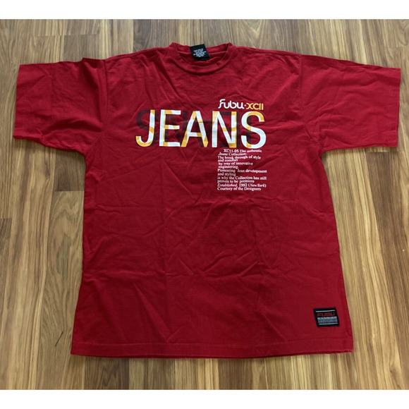 FUBU Other - Fubu Old School Mens Heavy T Shirt Size XL Red Fubu Jeans Collection Vintage